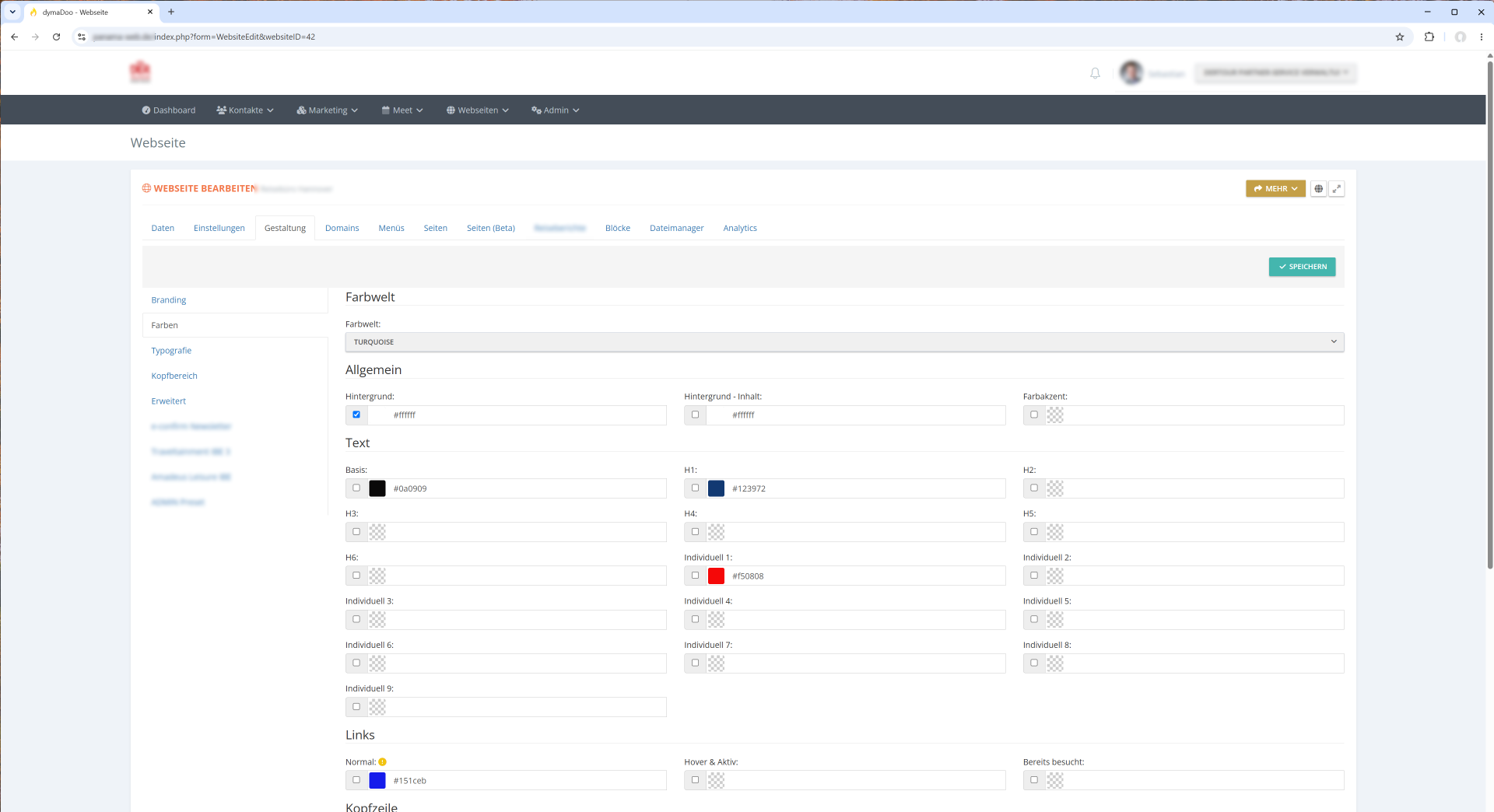 Website-Baukasten dymaDoo Multisite – Gestaltung - Farben