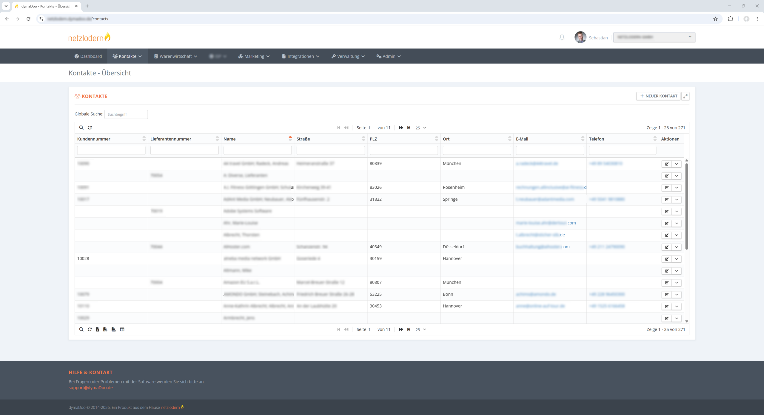 Vertragsverwaltung in dymaDoo CRM & Contract – Kundenübersicht